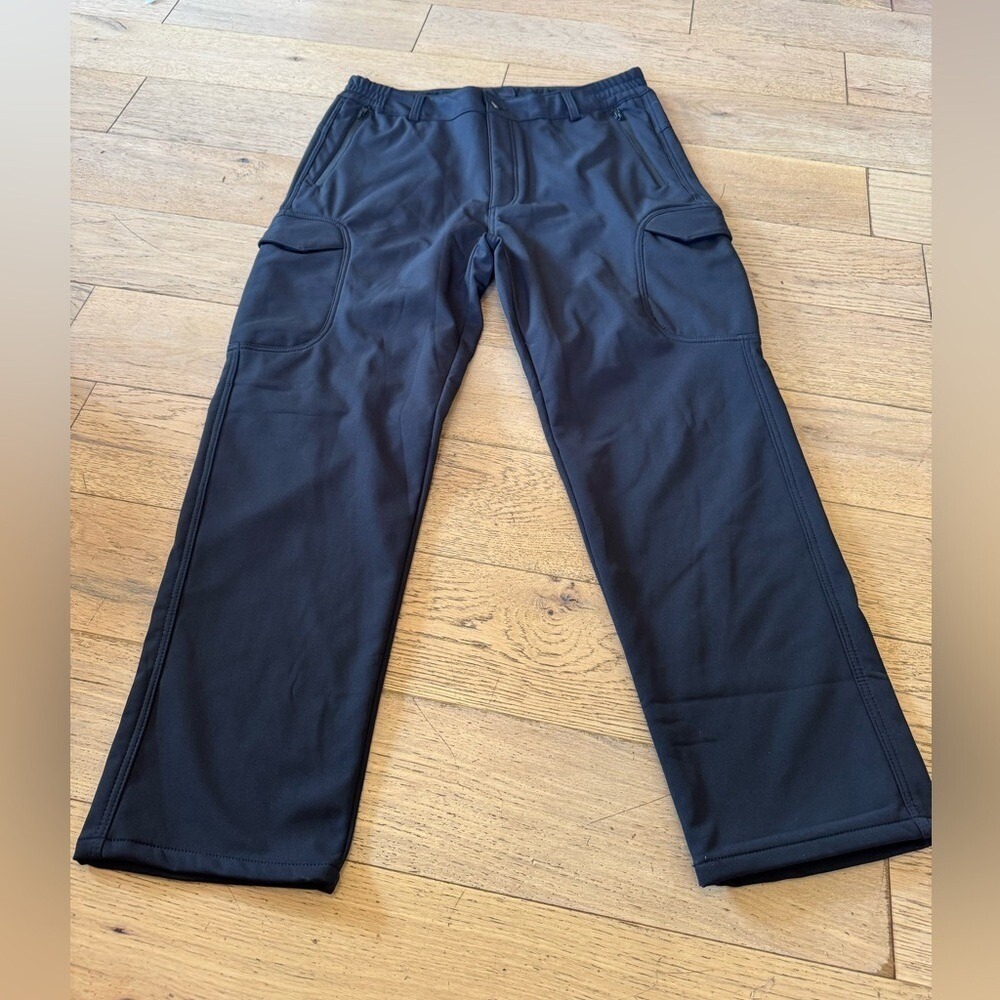 Free Soldier Tactical Cargo Pants Black Fleece Lined Softshell Size 40x32 (1106)